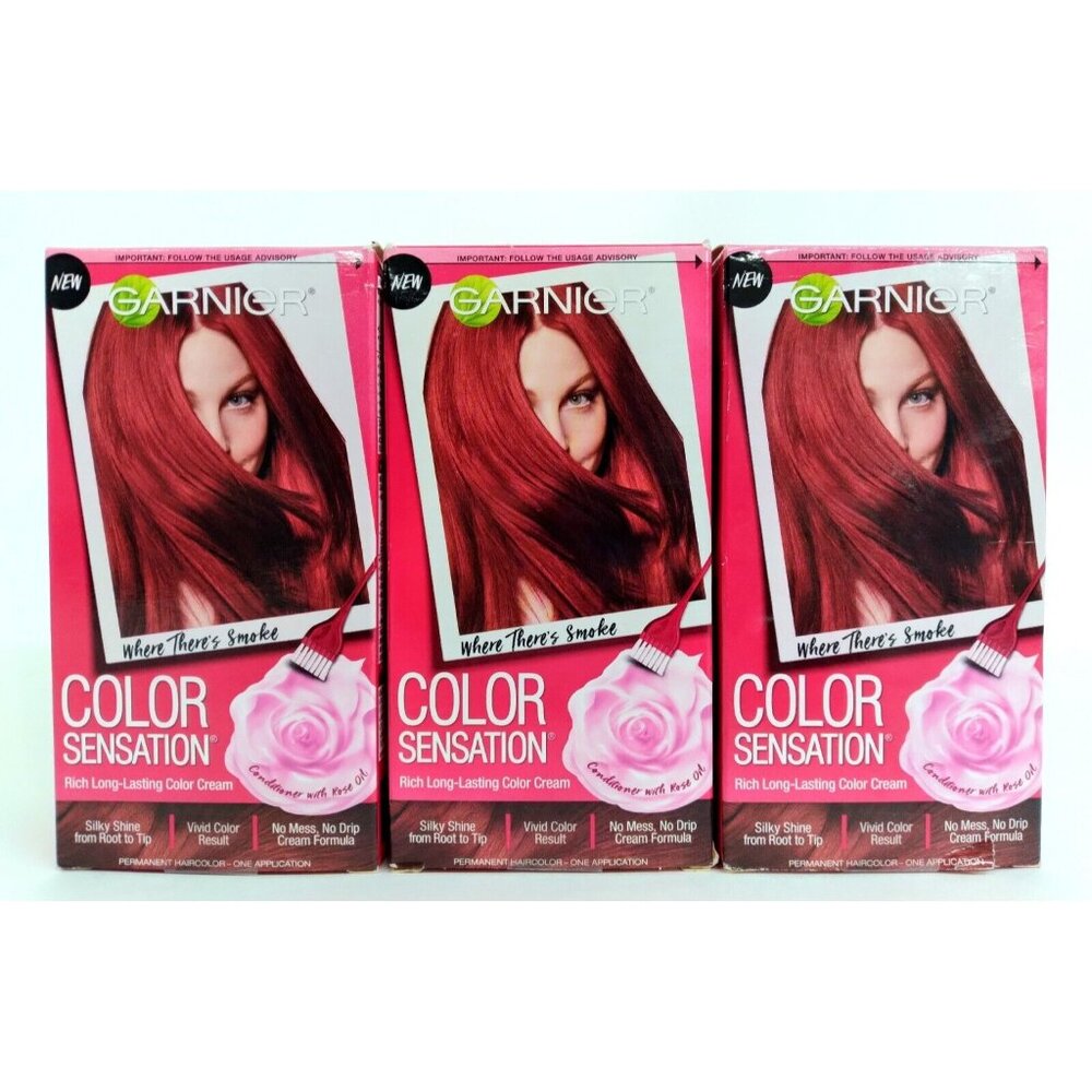 Garnier Color Sensation Where Theres Smoke 6.6 Intense Red Hair Dye 3Pk NIB